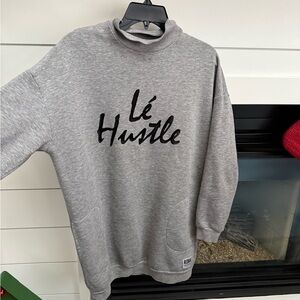 RedBat women’s small Heather Gray long crewneck sweatshirt/dress unique pockets